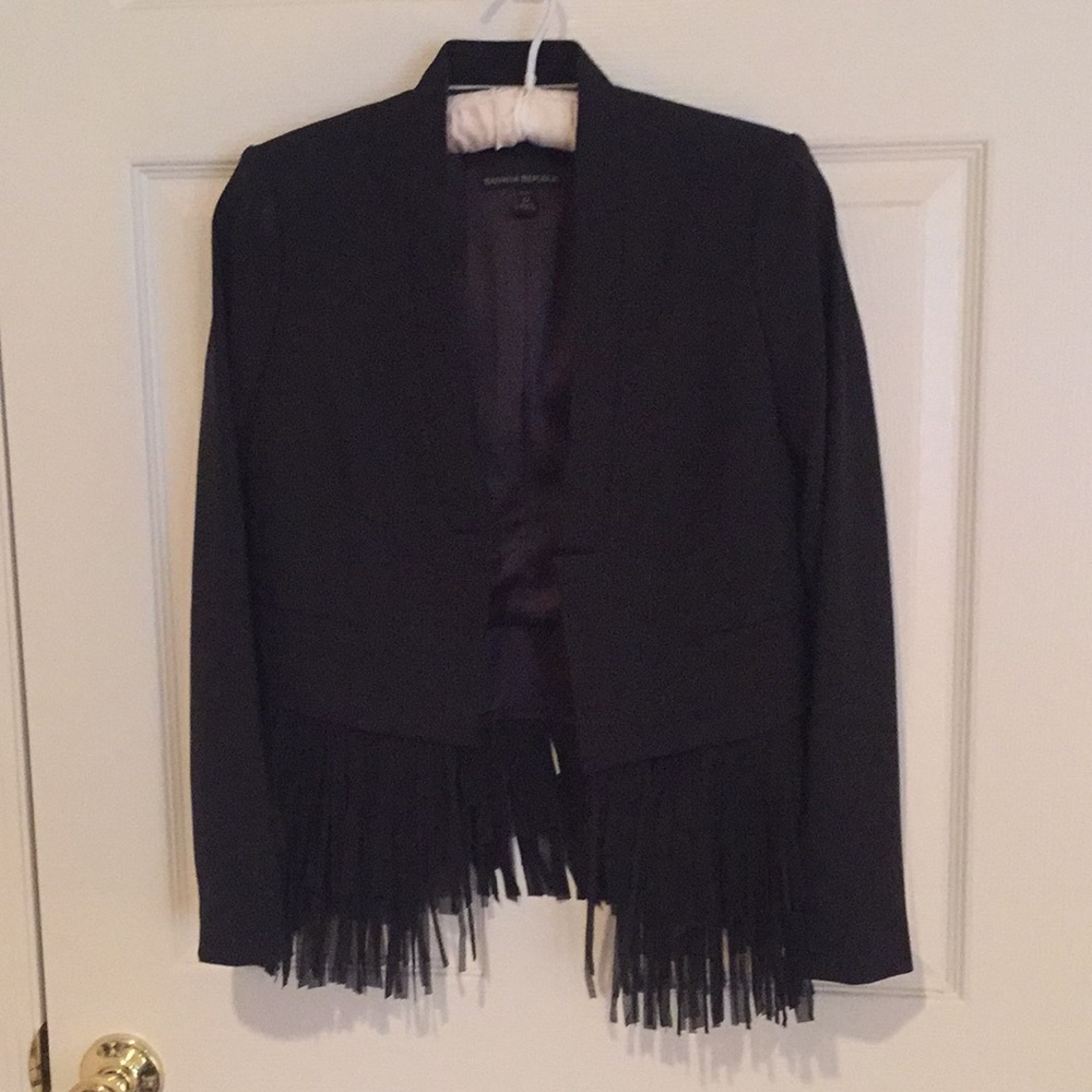 Banana Republic black blazer with fringe